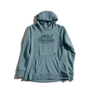 Ventures Endurance Hoodie Womens L Teal Zip Pockets Pullover Hot Chocolate Run